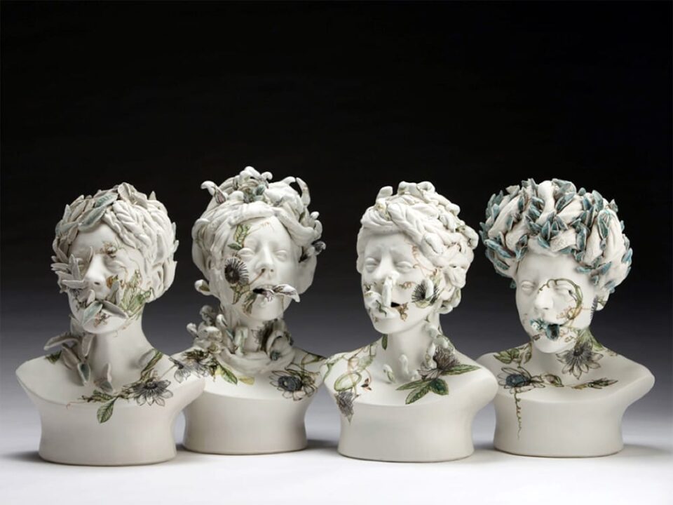 Haunting Ceramic Faces Overgrown with Vegetation by Jess Riva Cooper ...