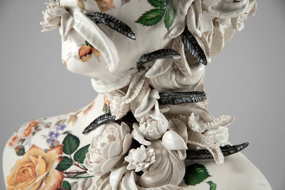 Jess Riva Ceramic Busts Overgrown With Twisted Vines and Colorful Flowers by Jess ...