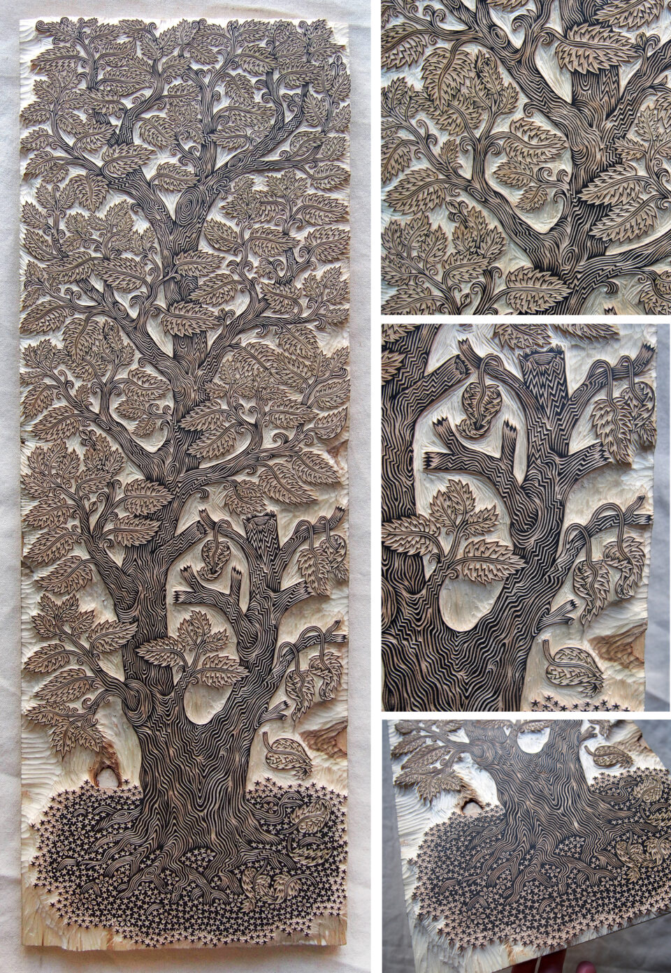 Tree Printmaking Examples A Tall Leafy Tree Grows in Tugboat Printshop’s New 4-Color Wood Block ...