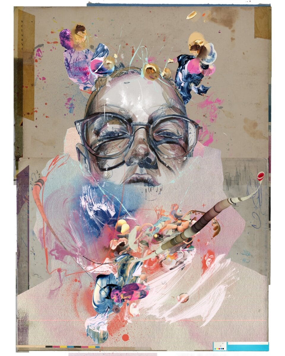 Roderick Mills Energetic Explosions of Color and Doodles Encircle the Subjects of Russ ...