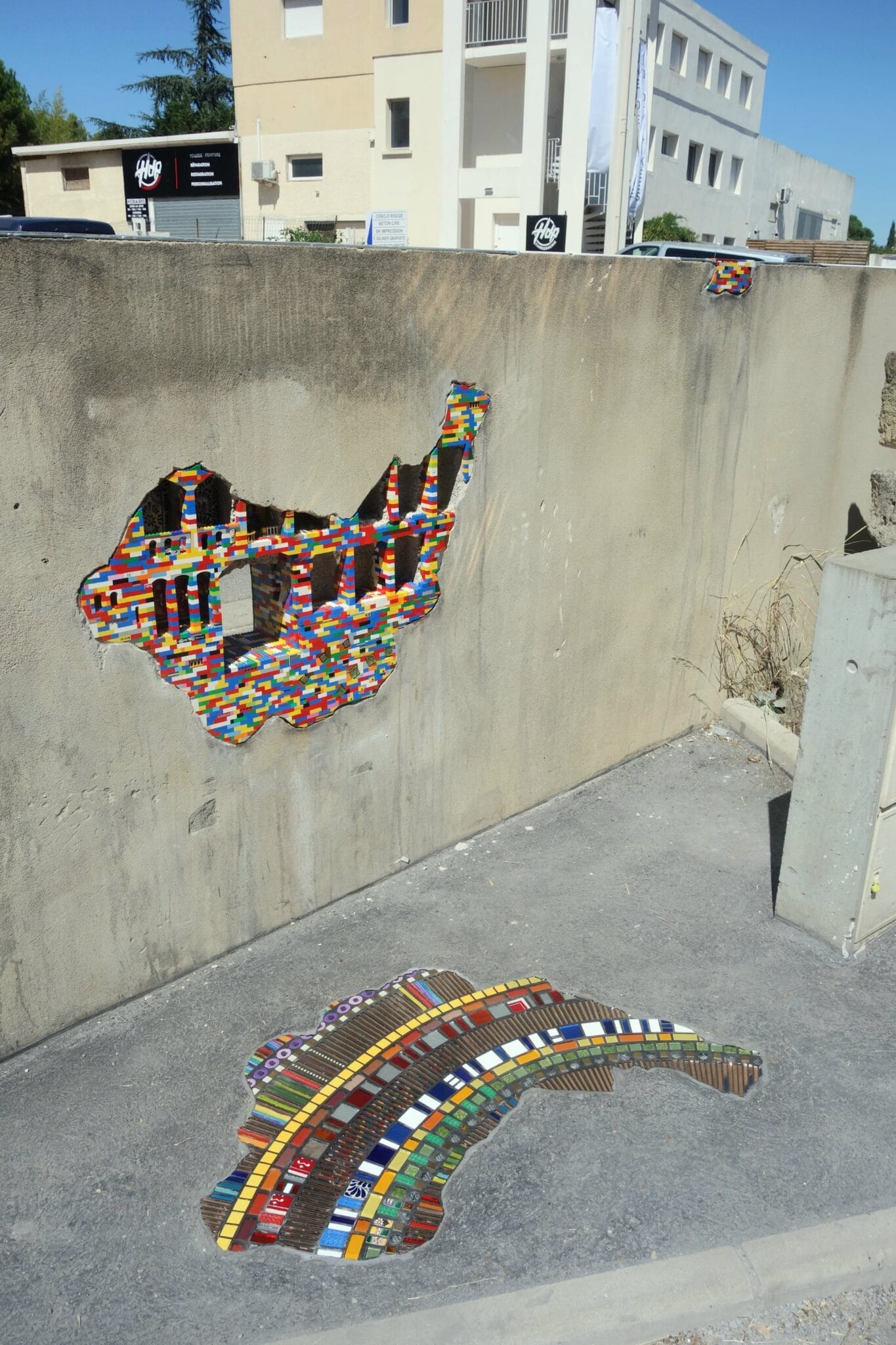 Vibrant Tiled Mosaics by Ememem Repair Gouged Pavement and Fractured ...