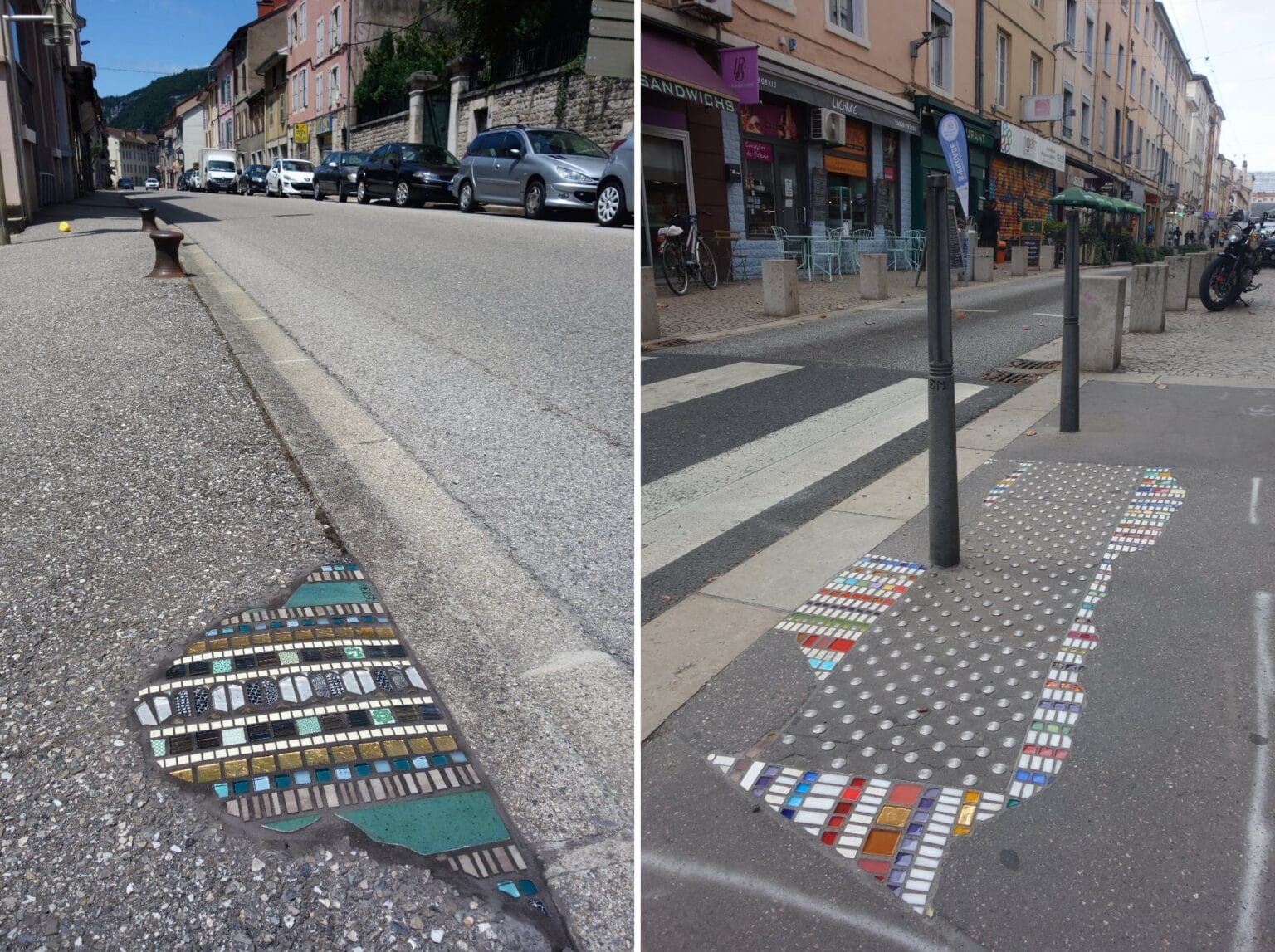 Vibrant Tiled Mosaics by Ememem Repair Gouged Pavement and Fractured ...