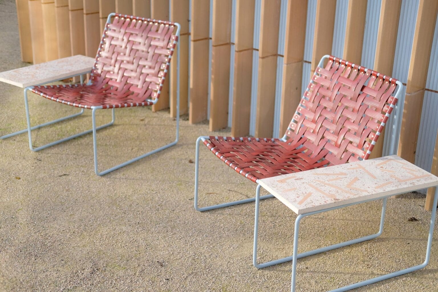 One Arm Model Industrial Fire Hoses and Bricks Are Upcycled into a Minimal Outdoor ...