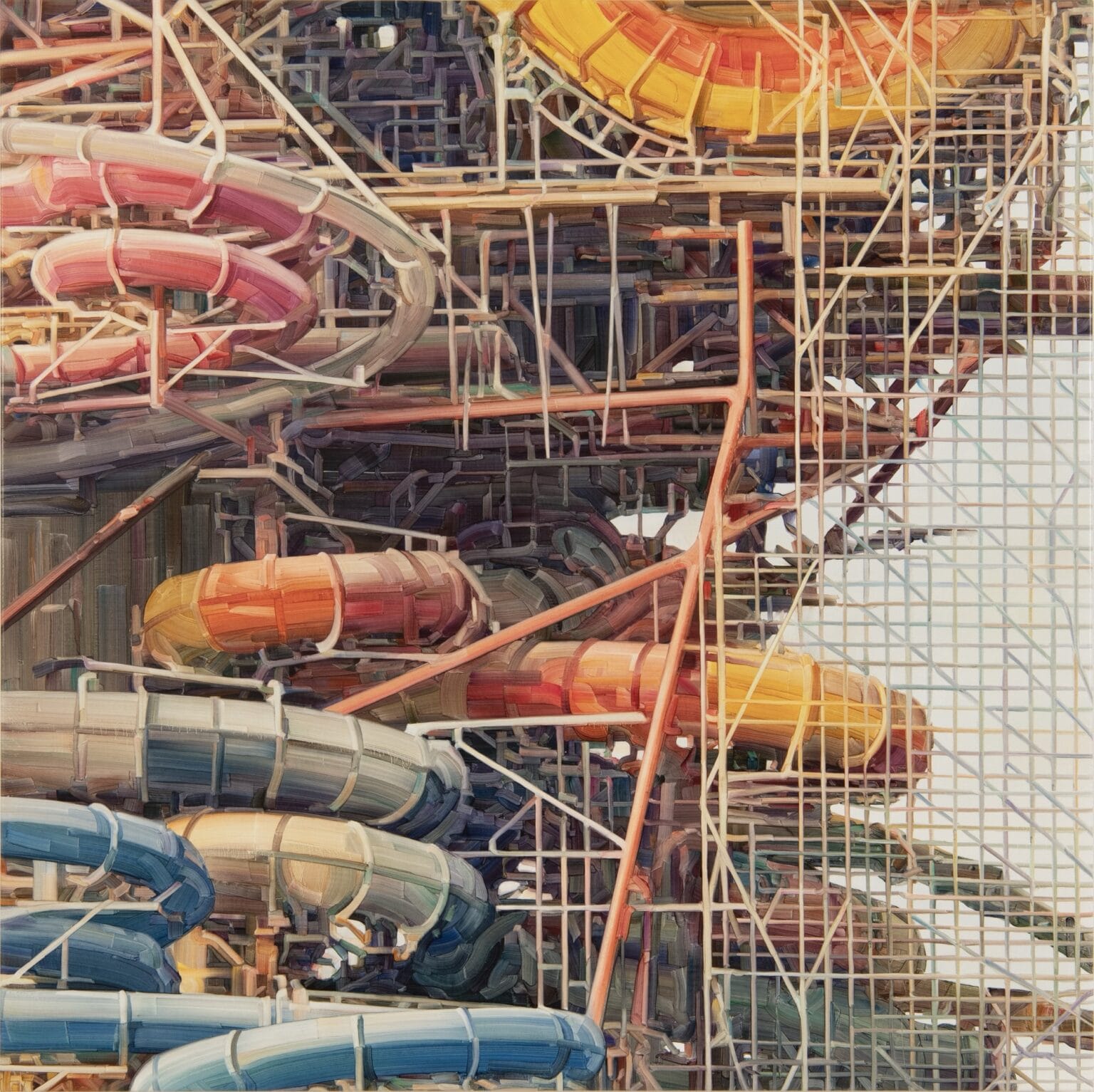 Undulating Coasters and Slide Complexes Loom in Alex Hutton's Paintings ...