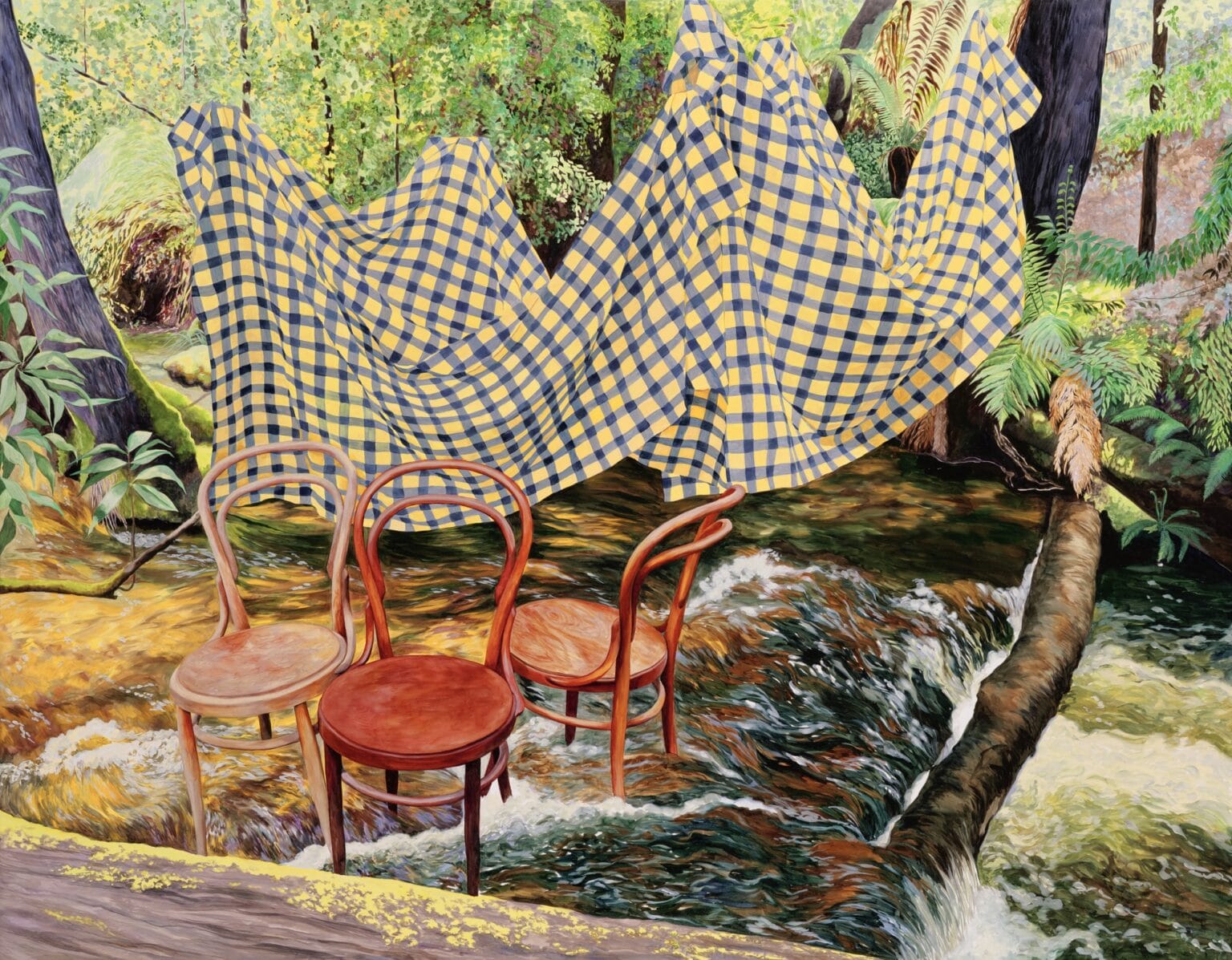 In Monica Rohan's Paintings, Tablecloths and Chairs Uncannily Perch in ...