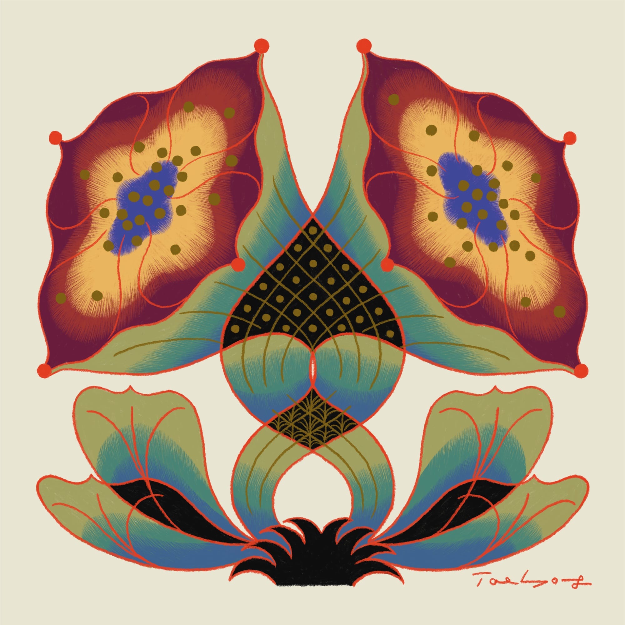 a digital illustration by Taehyoung Maria Jeon of fantastical plants