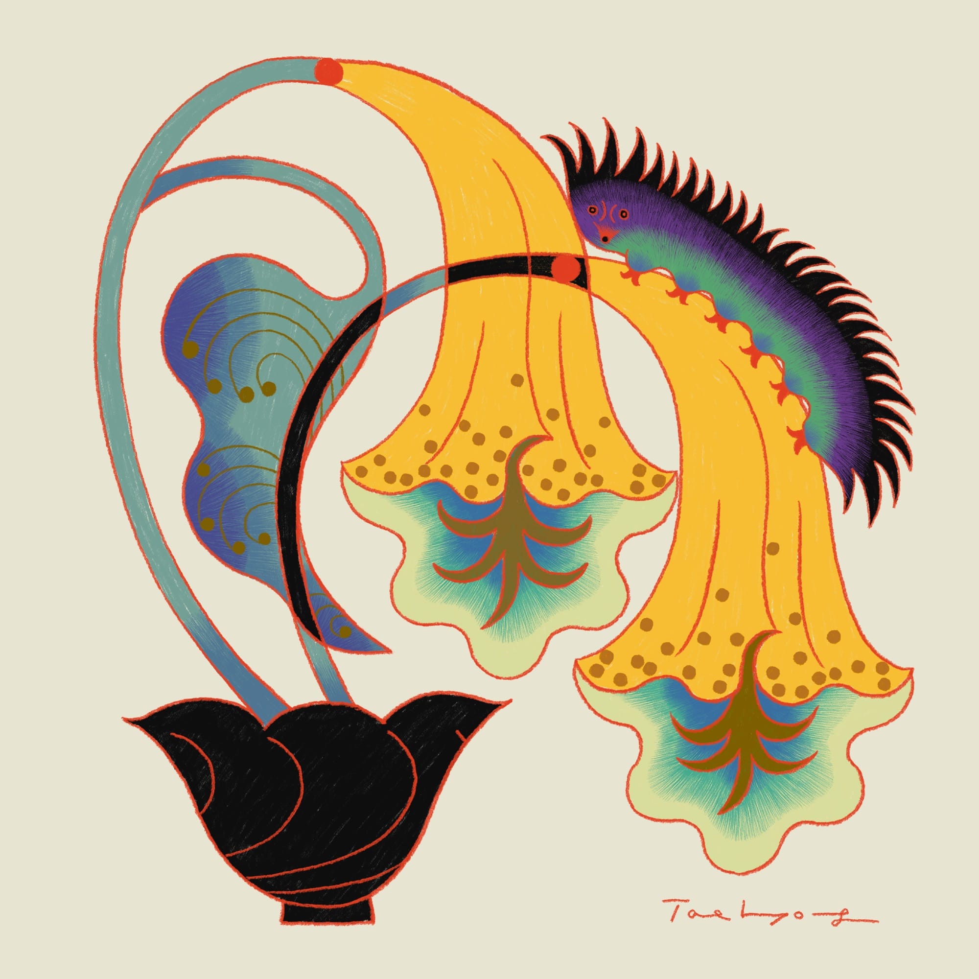 a digital illustration by Taehyoung Maria Jeon of fantastical plants
