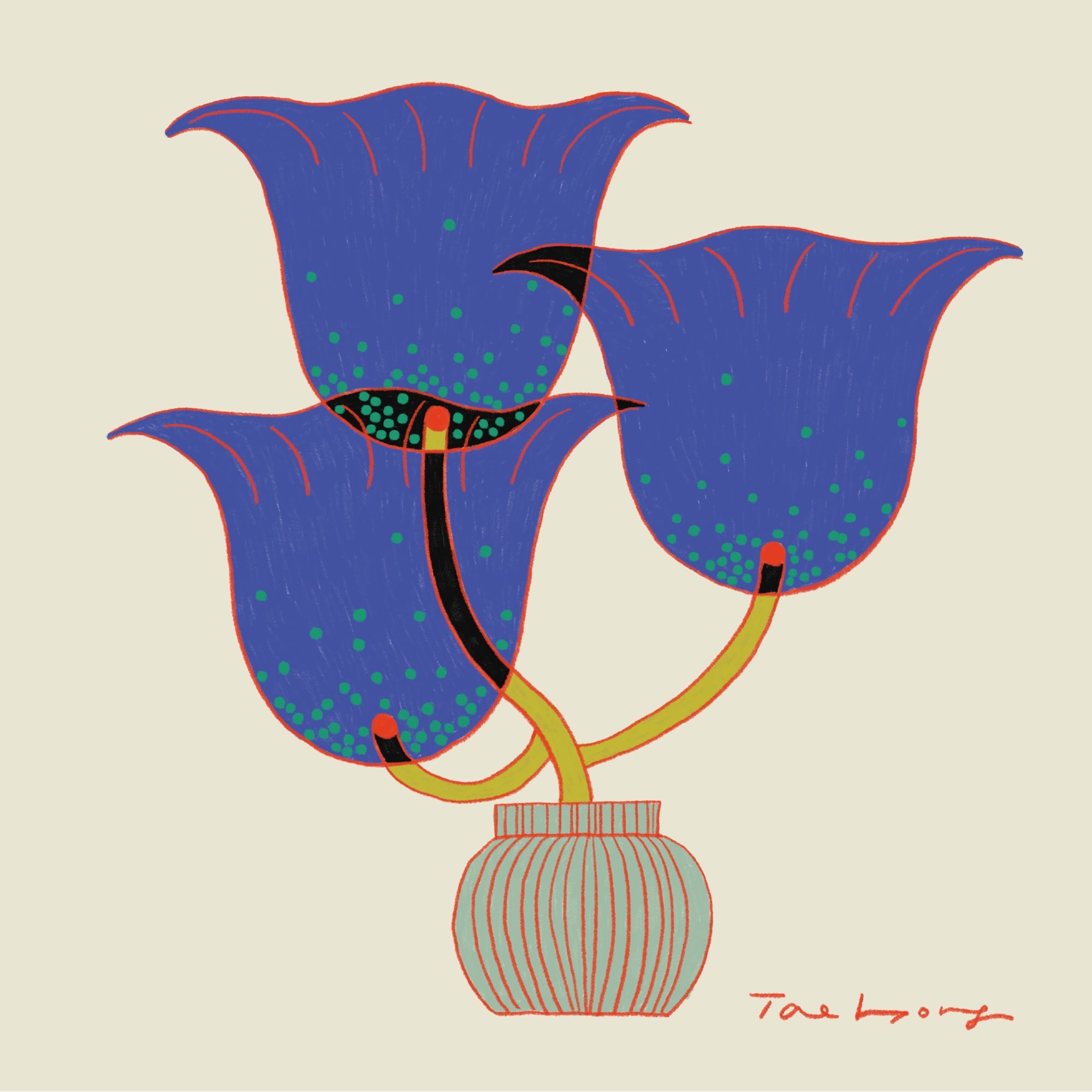 a digital illustration by Taehyoung Maria Jeon of fantastical plants