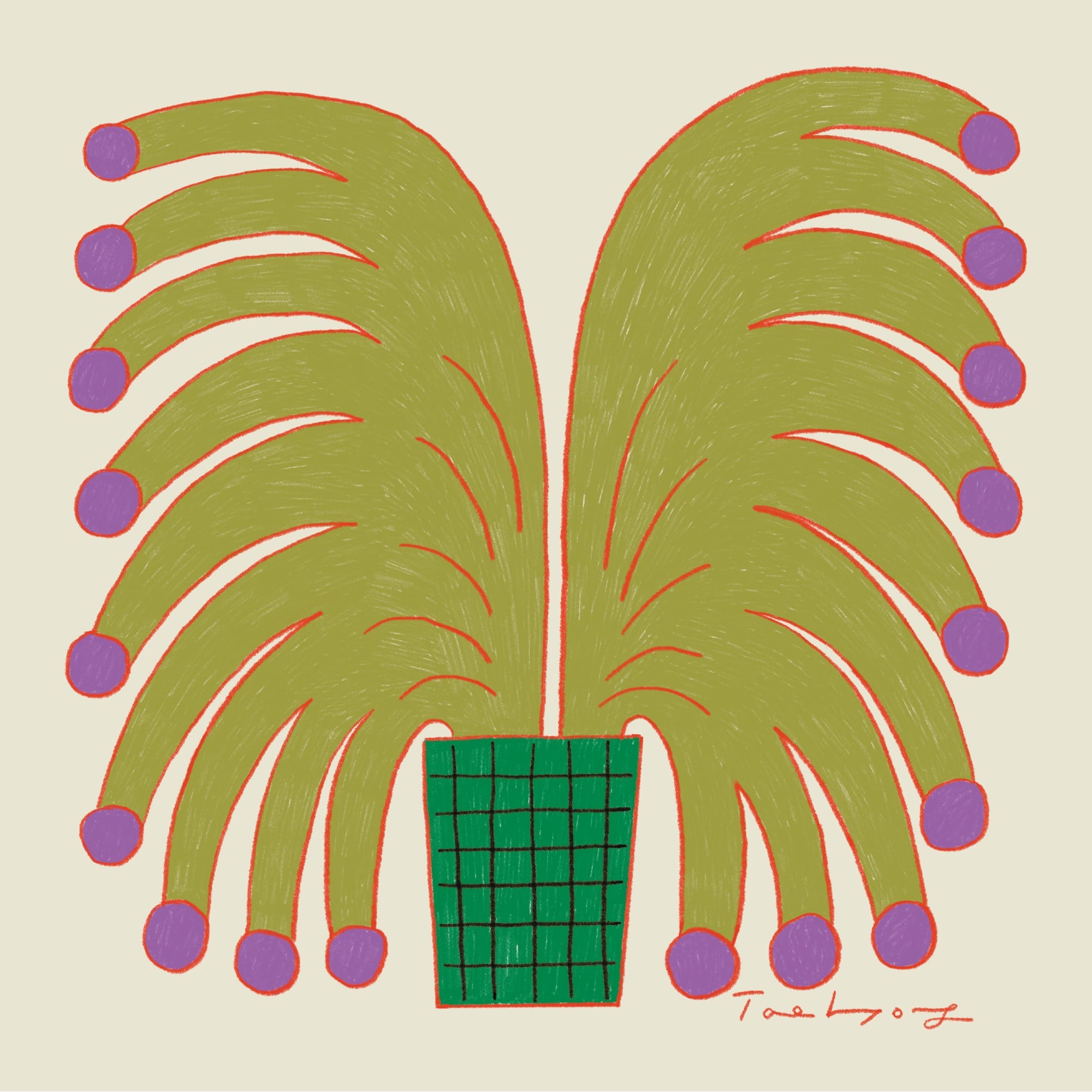 a digital illustration by Taehyoung Maria Jeon of fantastical plants