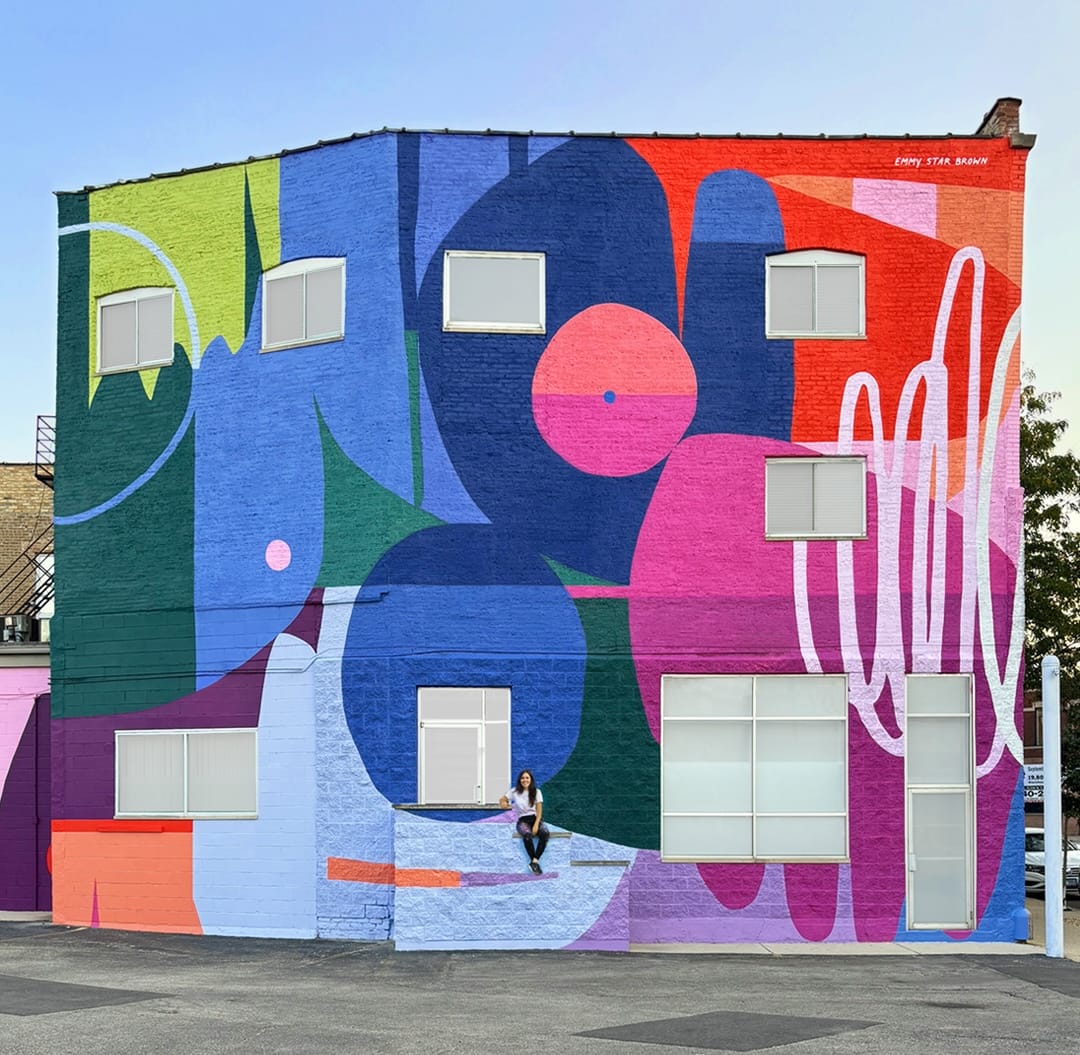 a colorful, abstract mural on a wall by Emmy Star Brown