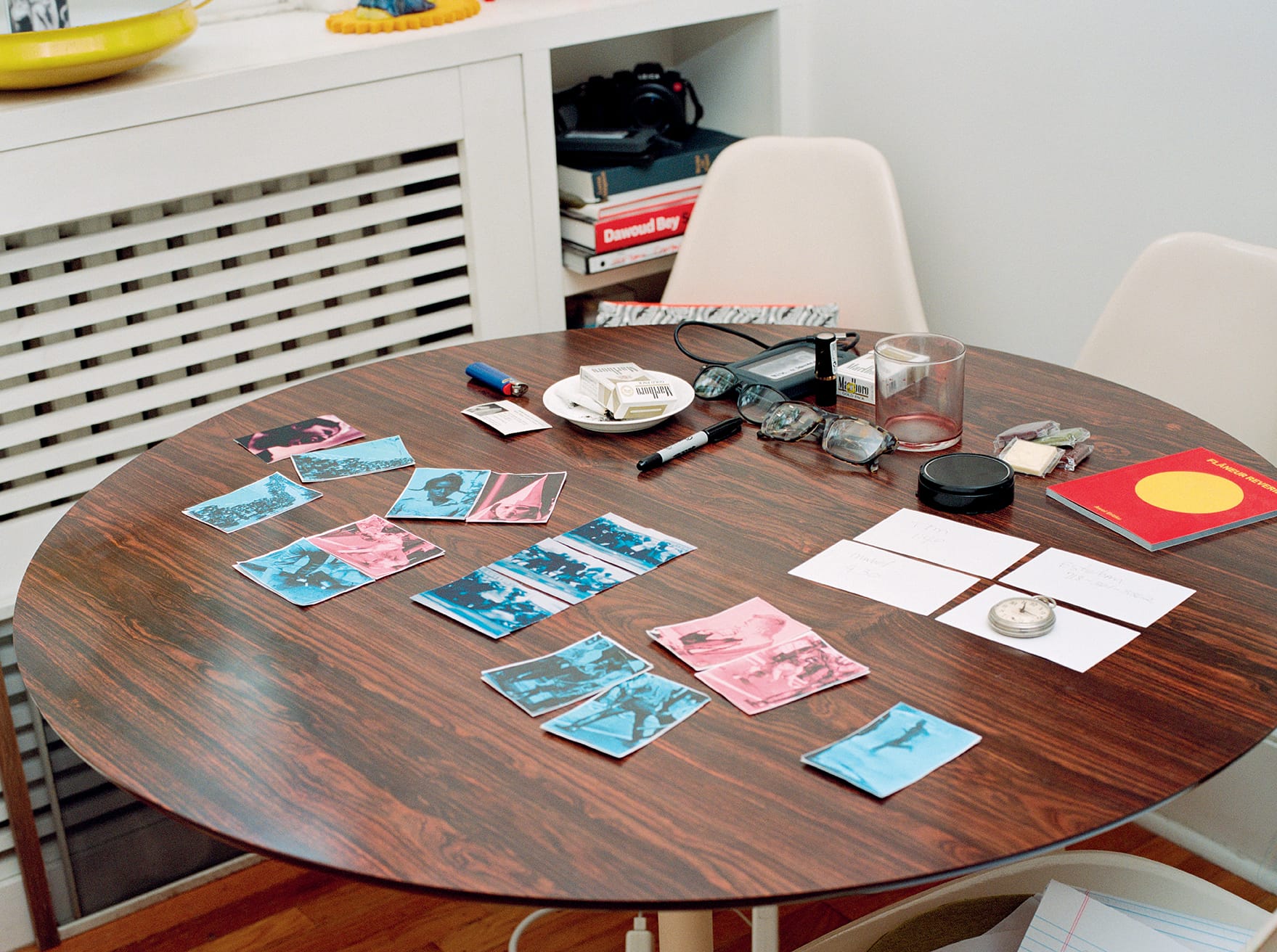 a studio shot of a table with images