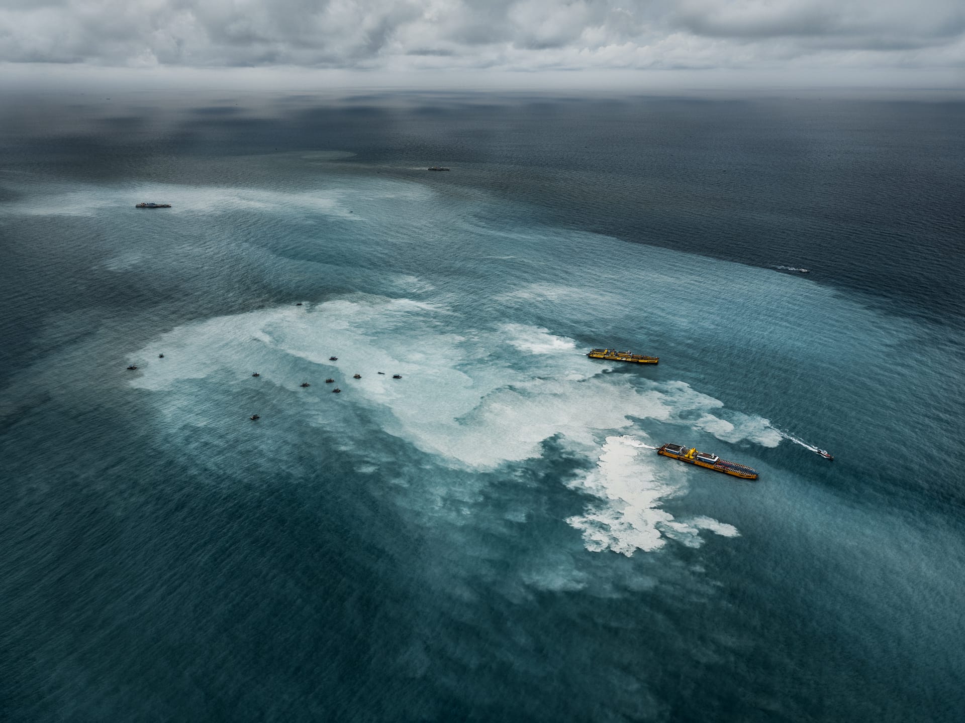 an aerial photo by tom hegen of water mining