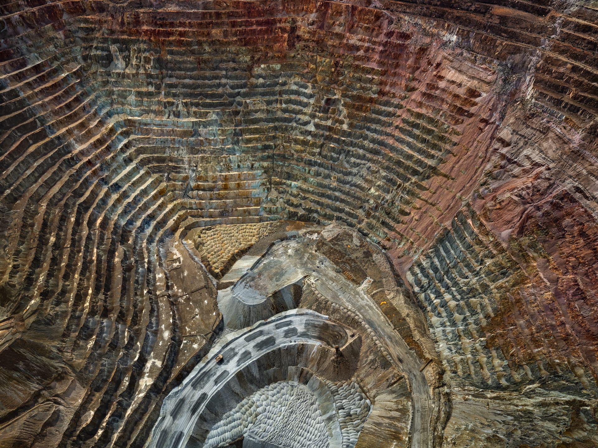 an aerial photo by tom hegen of a vast mining landscape 