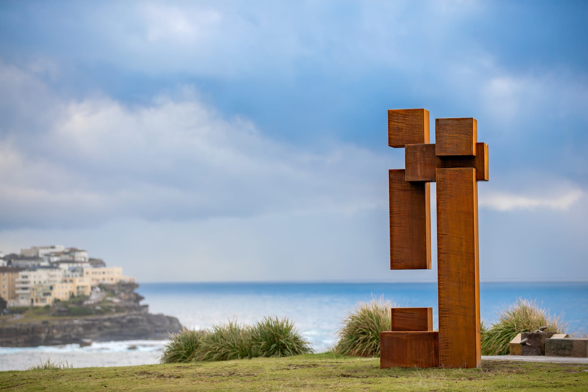 a geometric abstract sculpture at Bondi Beach, NSW, Australia