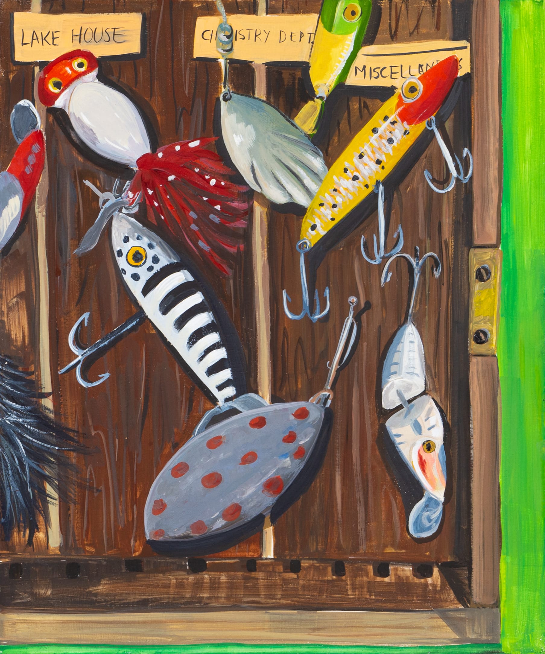 a painting by anna valdez of fishing lures