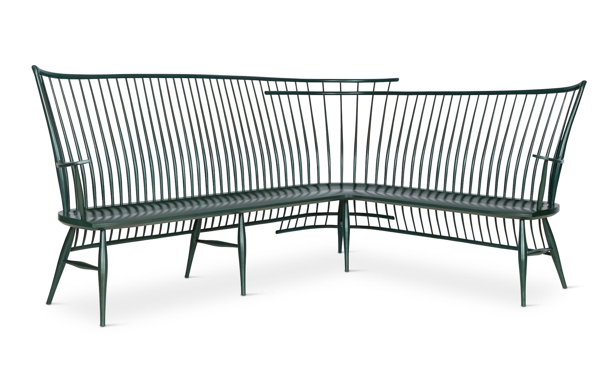 a large bench that looks like two smaller benches conjoined in the center
